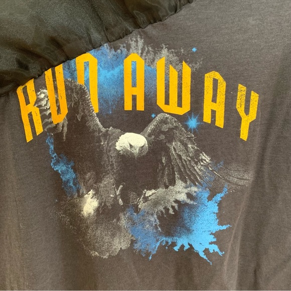 Zara Trafaluc Run Away Black Eagle Ruffle Tee - Picture 2 of 7